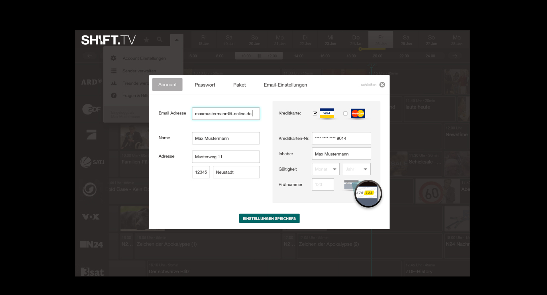 electronic program guide Interface UX Design agentur München - Register Forms Sanmiguel branding Interfaces
