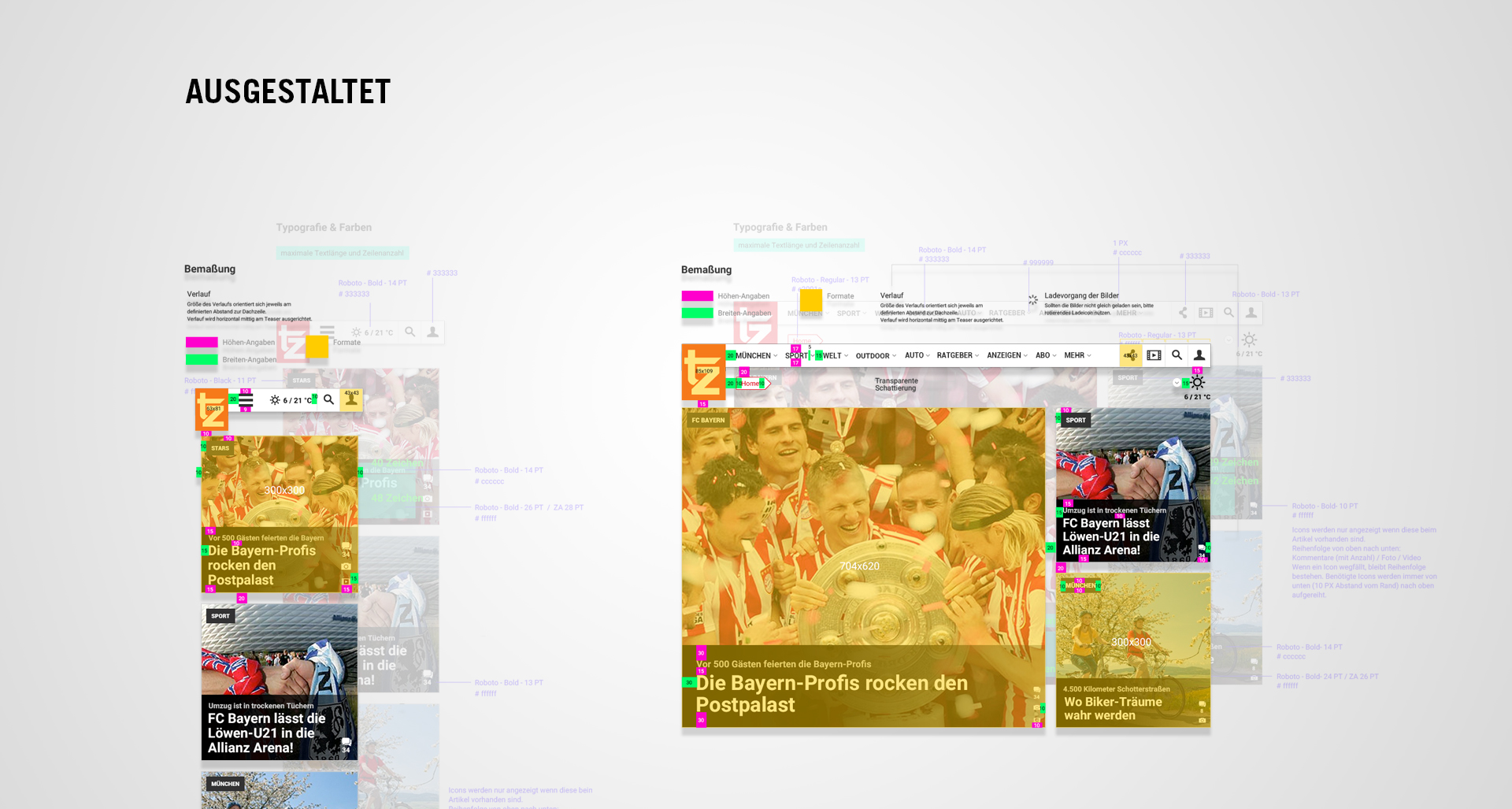 TZ - Nachrichtenportal | User Experience Design - Wireframes | CSS TZ - Nachrichtenportal | User Experience Design - Wireframes | Navigation - Ausgestaltet