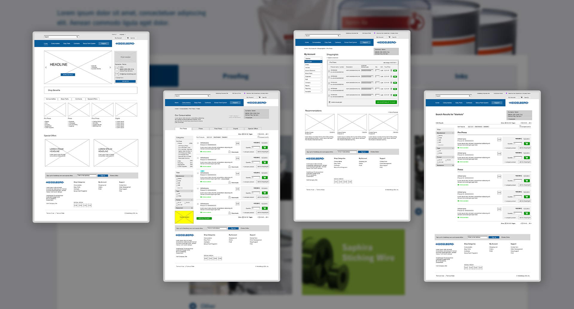 Heidelberger Druckmaschinen AG | Wire frames | User experience Heidelberger Druckmaschinen AG | Wire frames | User experience