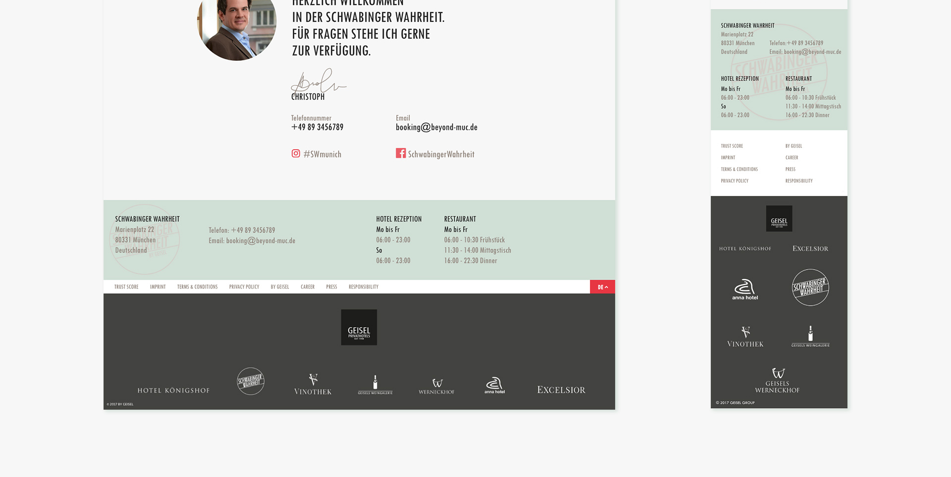 Footer - Schwabinger Wahrheit Hotel München - SANMIGUEL Design Agentur Footer - Schwabinger Wahrheit Hotel München - SANMIGUEL Design Agentur