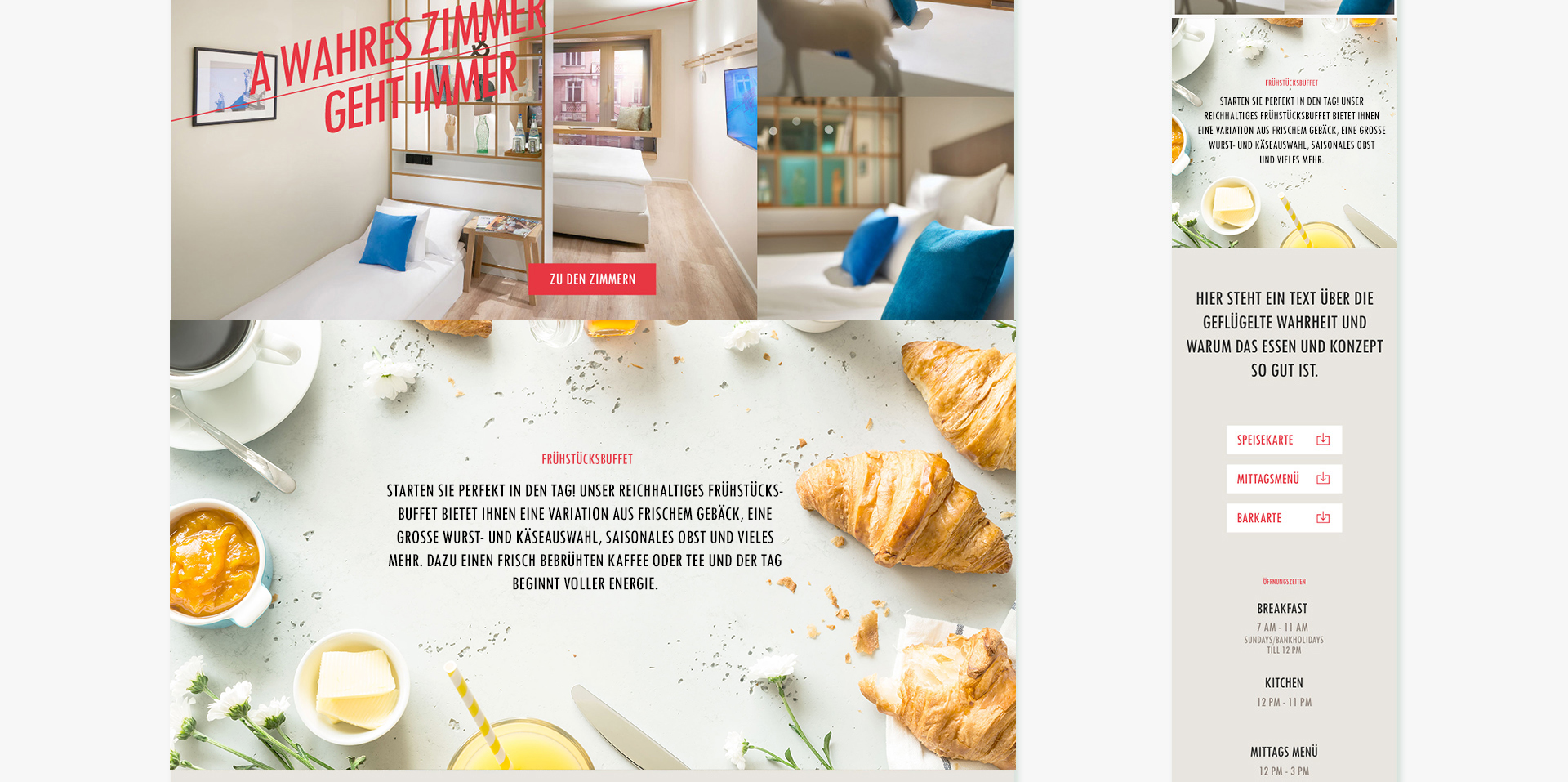 Screendesign - Schwabinger Wahrheit  Hotel  München  -  SANMIGUEL Design Agentur  