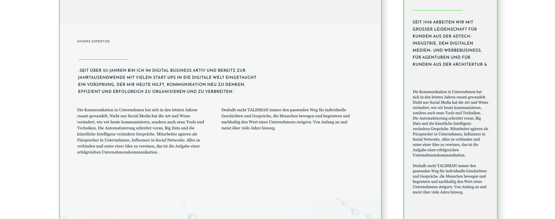 Talisman | Sanmiguel Brand Partner | Responsive Webdesign | Munich Sanmiguel talisman personal branding 18