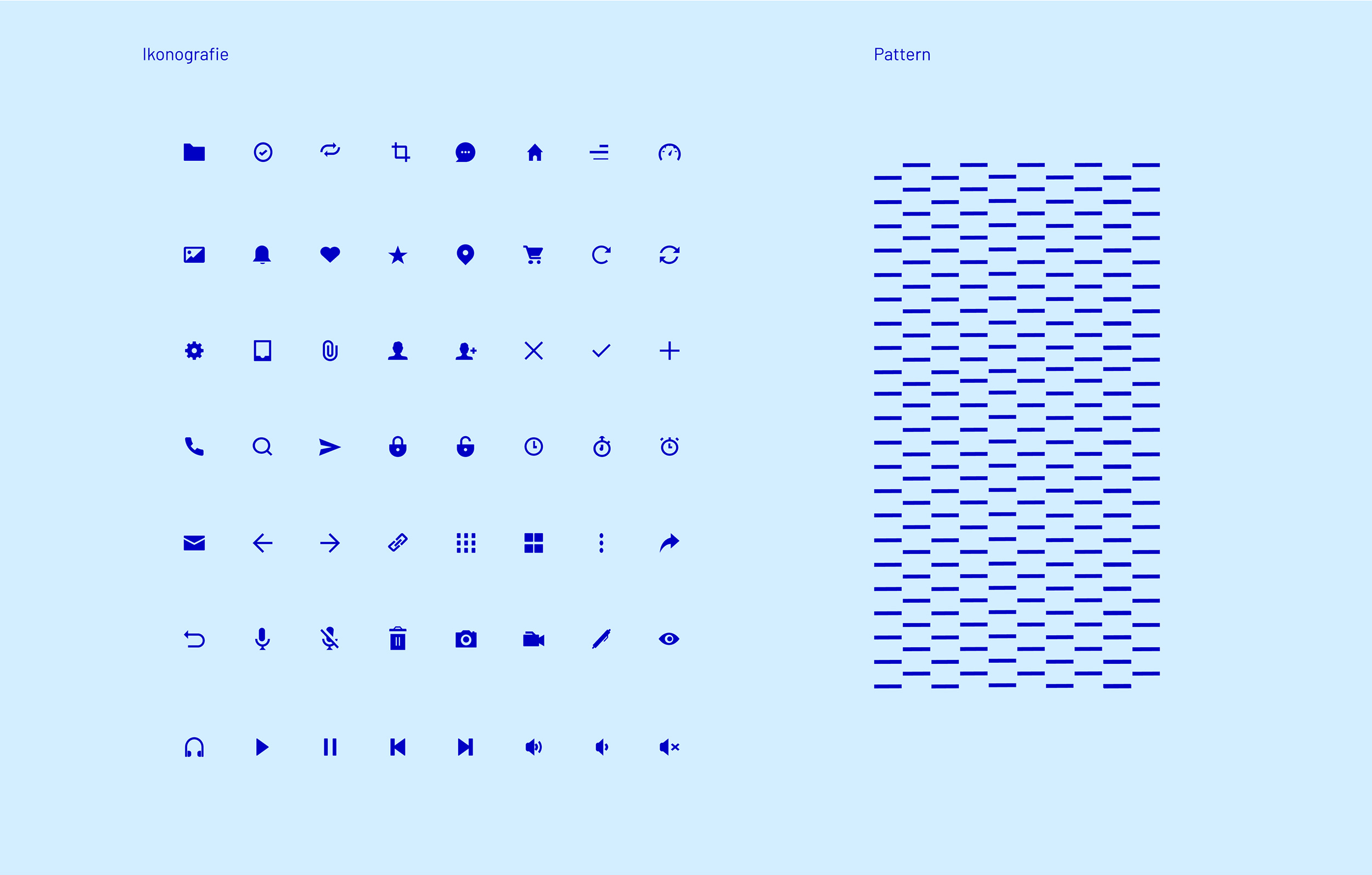 Iconographie und Pattern Vidis Klare, simple Icons und versetzte Striche als Pattern