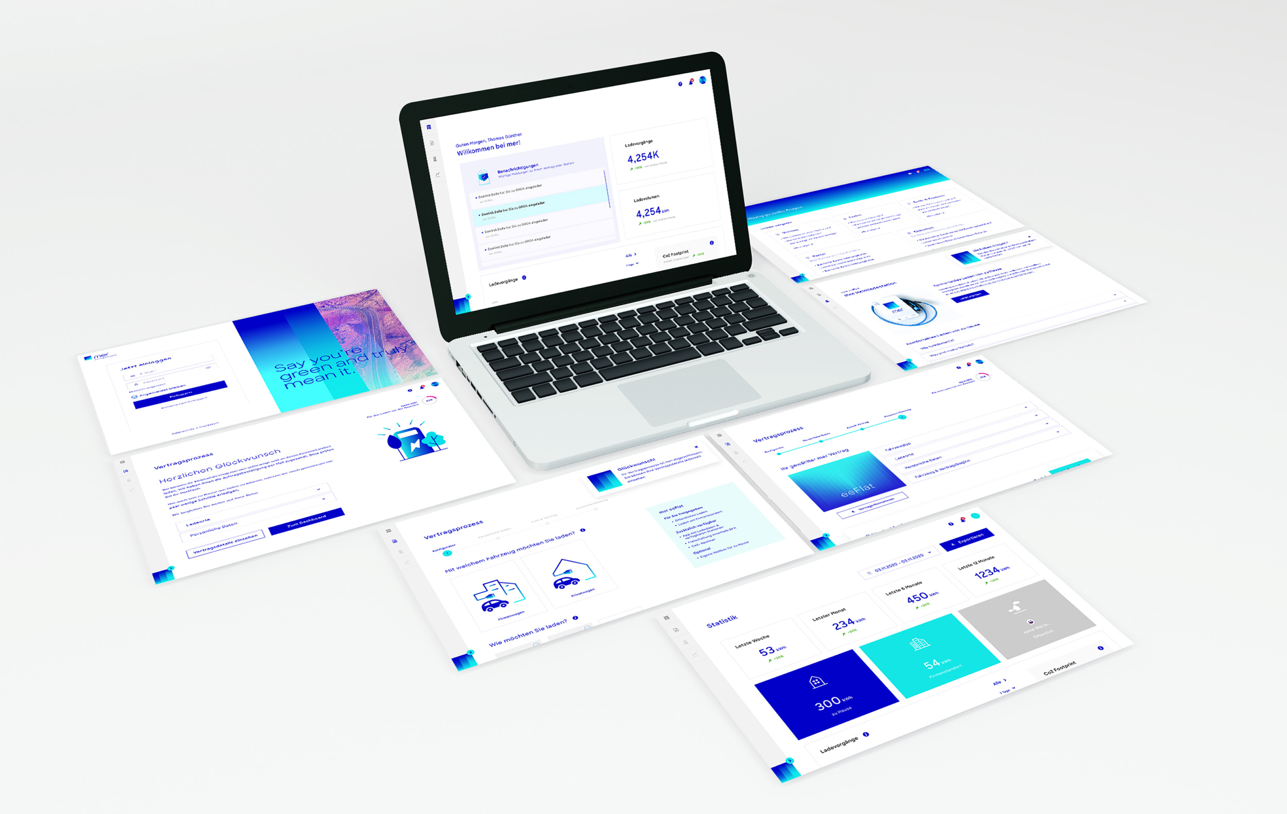Mockup Desktop MER Verschiedene Screens der Desktopanwendung in einem Mockup