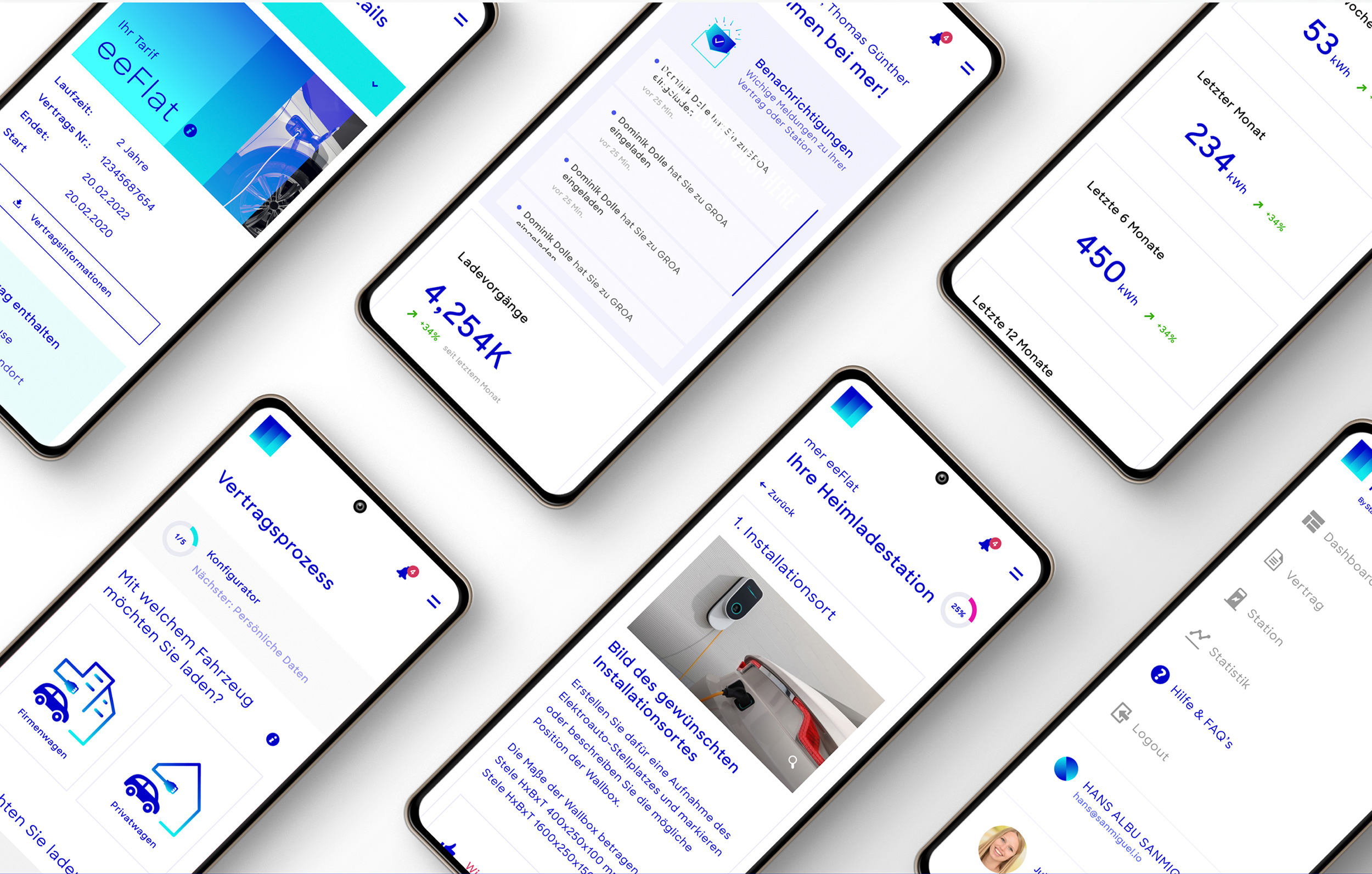 Mockup App MER Verschiedne Screens der App als Mockup